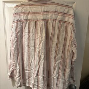 GAP Striped Button-Up Shirt in Cream, Pink and Gray